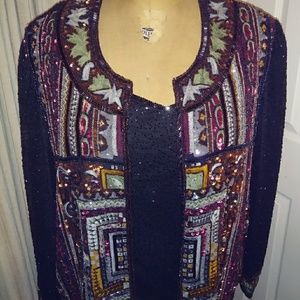 Hand beaded evening gown with jacket